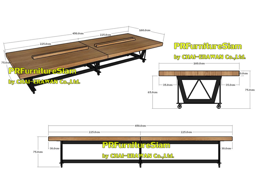 โต๊ะประชุมไม้สักขาเหล็ก รองรับการใช้งานในองค์กรระดับพรีเมียม