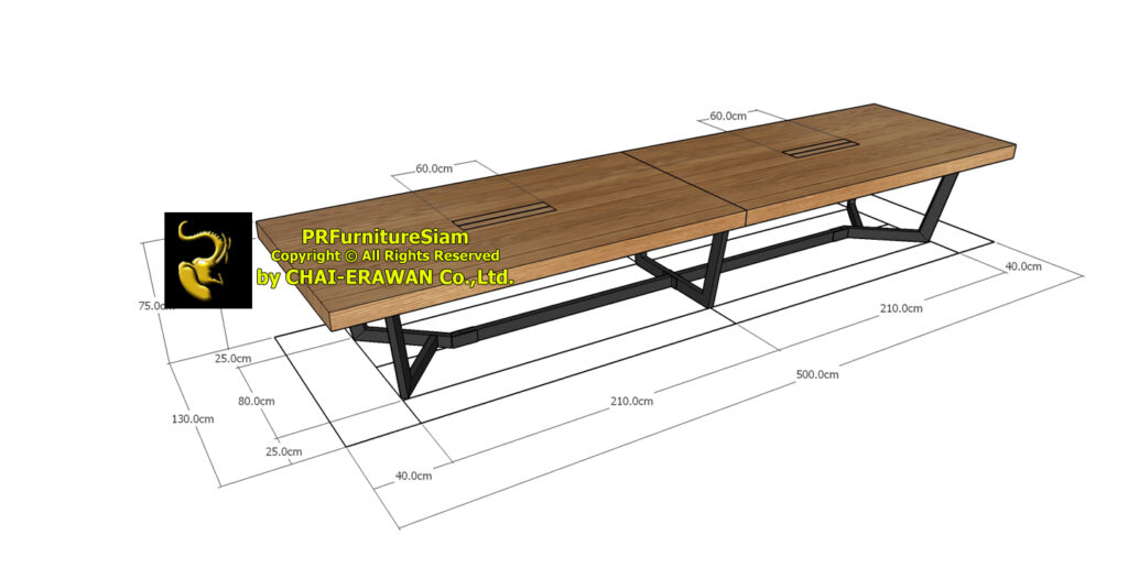 โต๊ะประชุมไม้สัก ดีไซน์สั่งทำพิเศษ พร้อมฟังก์ชันเปิด-ปิด