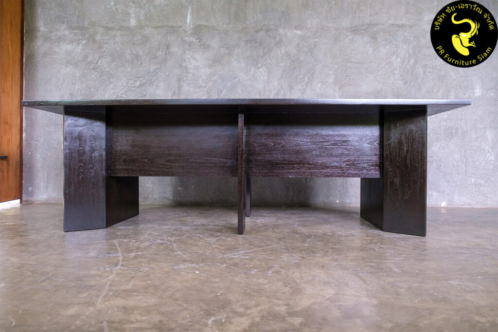 โต๊ะประชุมไม้สัก สีโอ๊คเข้ม ขนาดใหญ่พิเศษ ดีไซน์หรู